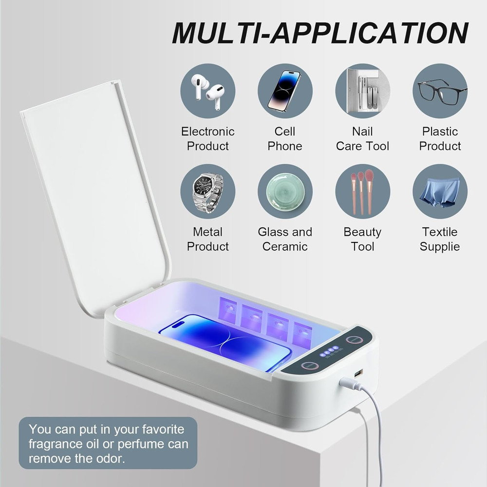 Nail Tool Sterilizer Box Portable with Blue Light,Usb Sterilizer Cleaning Box fo