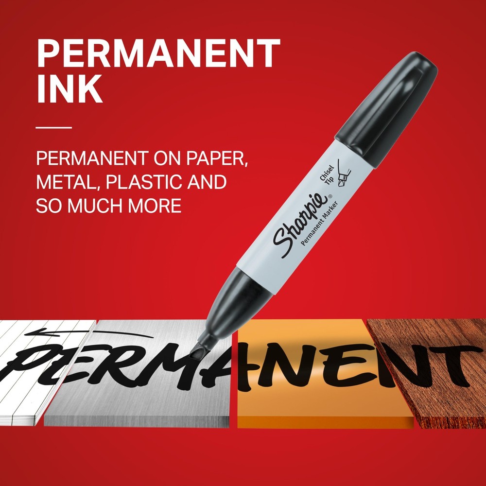 Permanent Markers, Chisel Tip, Black, 36 Count