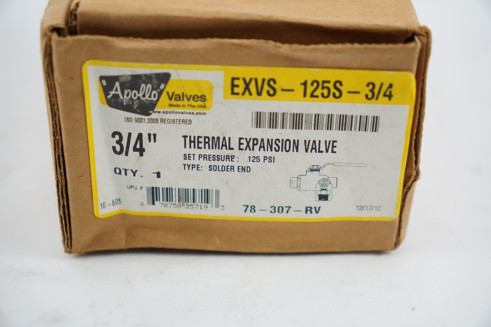 Apollo Valves EXVS 125S 3/4 Thermal Expansion Valve 78 307 RV 3/4" 125psi