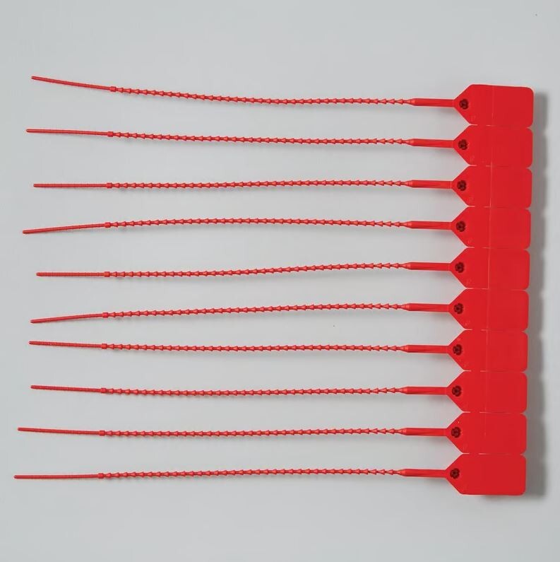 *100-Pieces* HCL Security Easy Pull-Tight Seals Unnumbered 9" Red 18320R