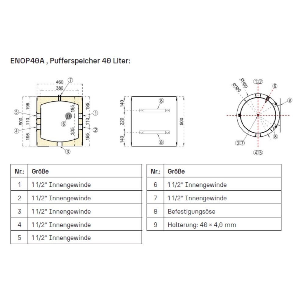 Heat Pump Buffer Storage Tank 40 - 200 L Separation Storage Heating Wall Mounted