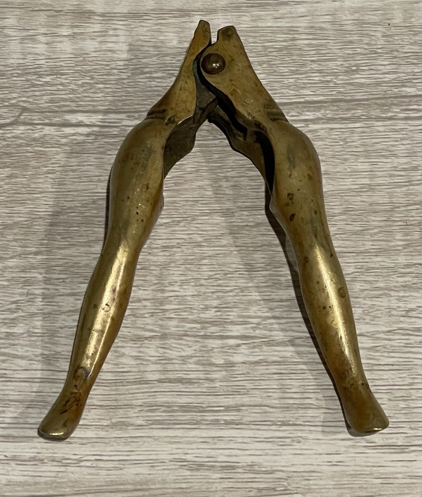 Vintage Solid Brass Risqué Nutcracker Women’s Legs Novelty Barware