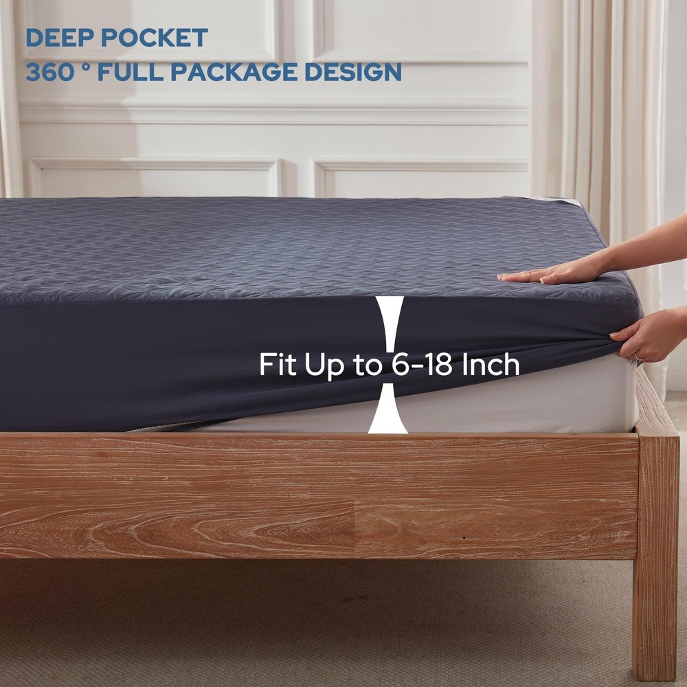 2 Pack Waterproof Mattress Protector, Queen Size Pad Noiseless with Deep Pock...