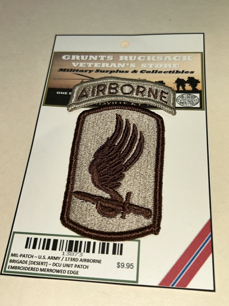 U.S. ARMY / 173RD AIRBORNE BRIGADE (DCU) DESERT - MERROWED EDGE UNIT PATCH