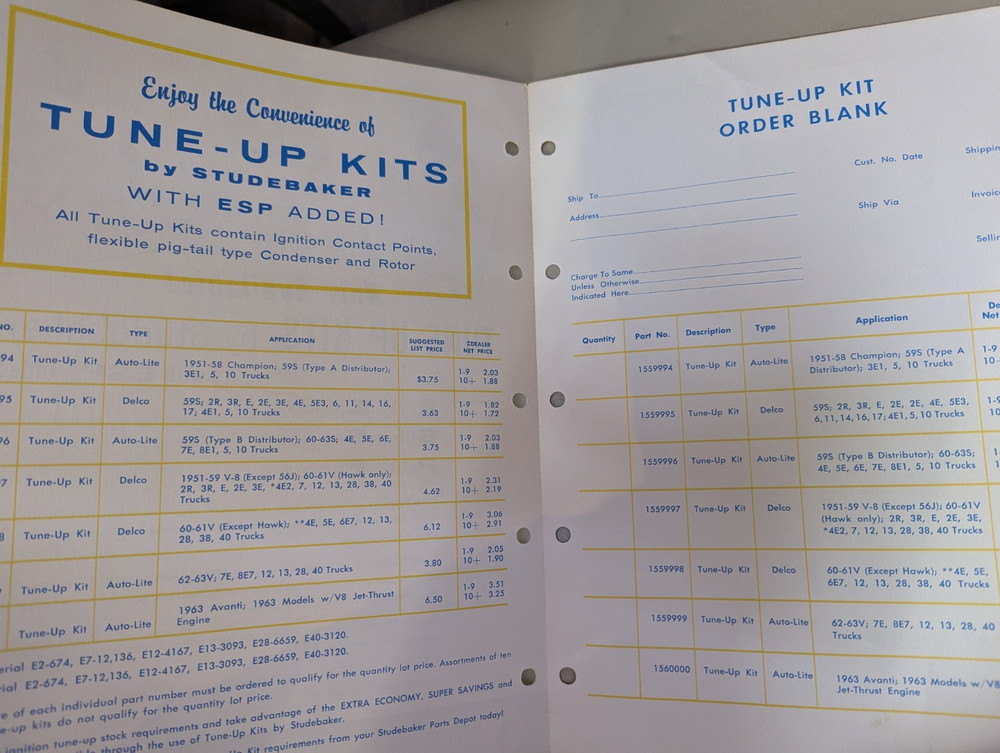 Studebaker Accessory Tune-Up Kits Flyer