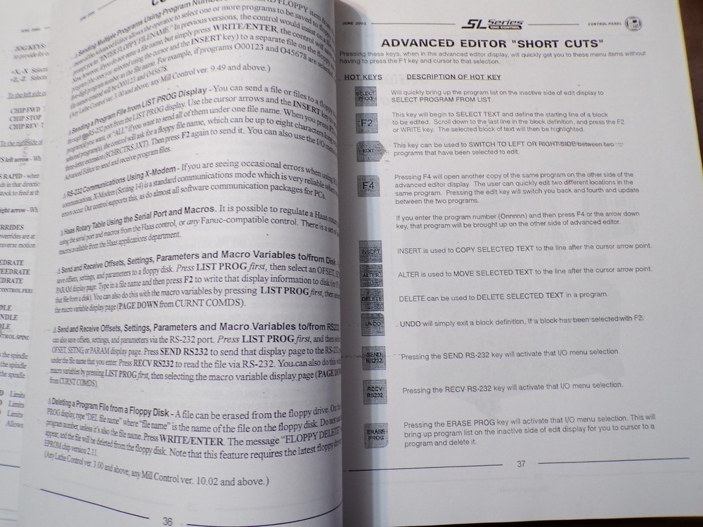 Haas SL-Lathe Training Manual 2001