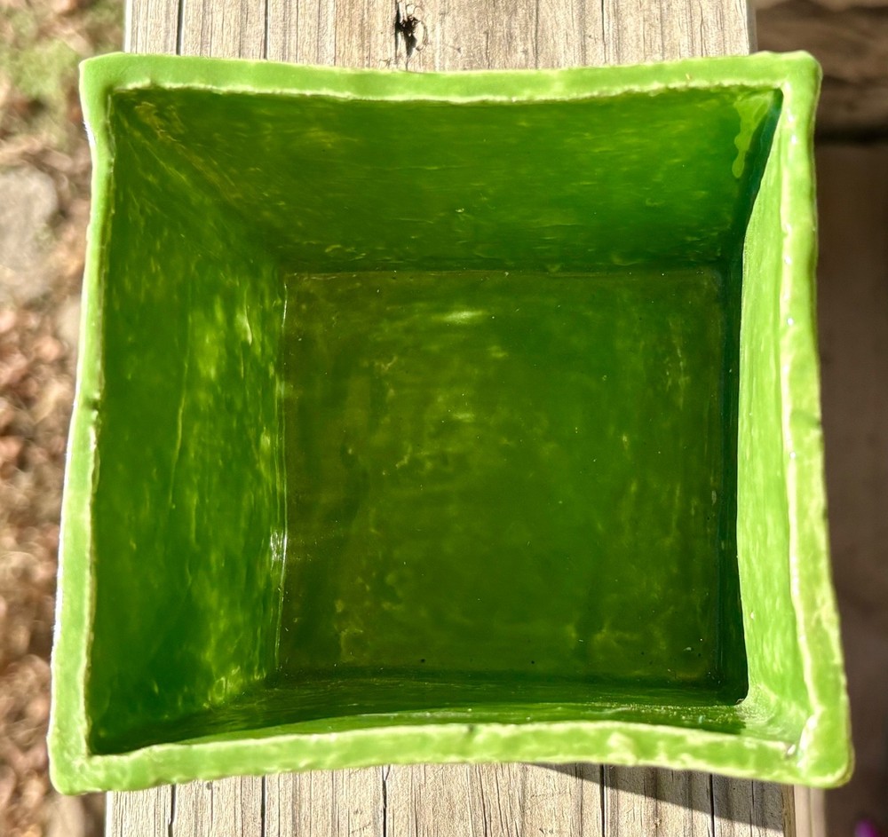 Handmade green ceramic planter