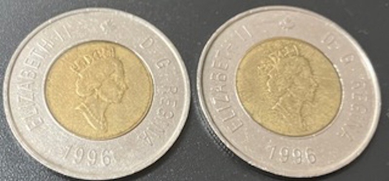 Two Canada 1996 Two Dollar Coins. #120