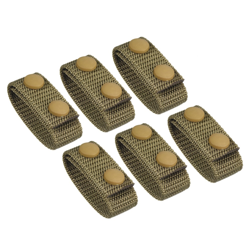 Belt Keeper, 6Pcs Nylon Webbing Loop with Double Snaps Belt, Khaki