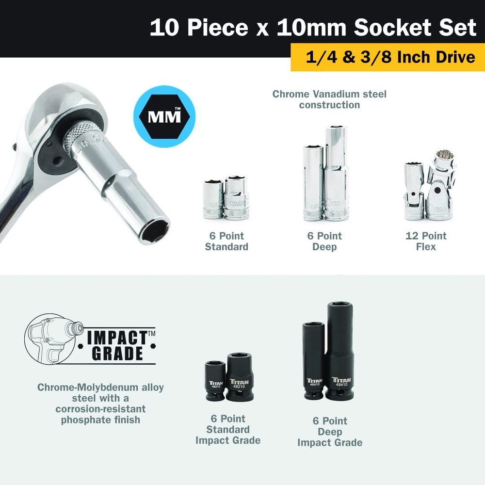 Titan Tools 10 pc. 10 mm Socket Set (68660)