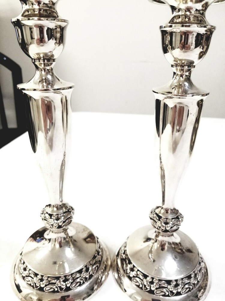 STERLING SILVER PAIR OF CANDLESTICKS 1950'S