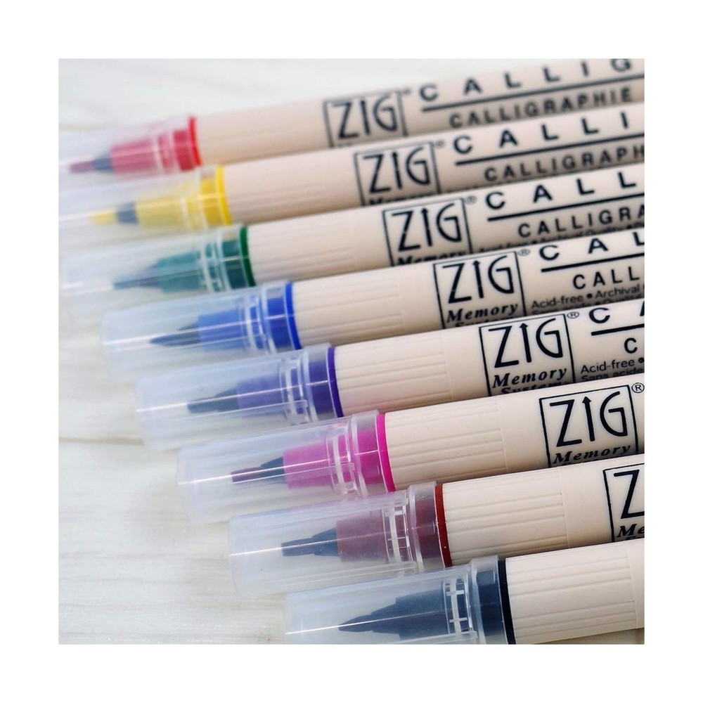 Zig Memory System Calligraphy Markers, Multicolor, 8-Pack 8 Cou... USA Fast Ship