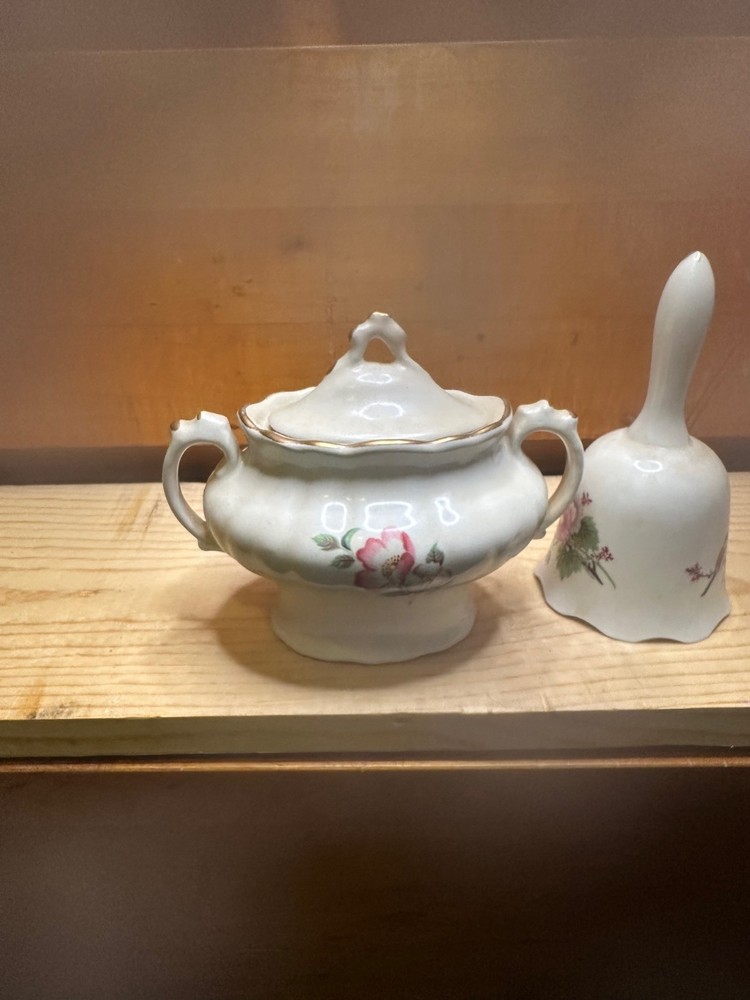 Vintage Sugar Bowl and Servant Bell