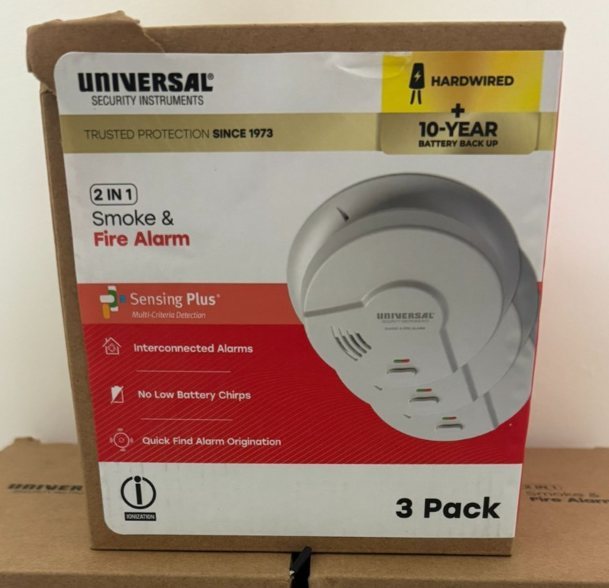 (3-Pack) Hardwired & 10-Year Battery Backup Smoke Detector with Ionization Senso