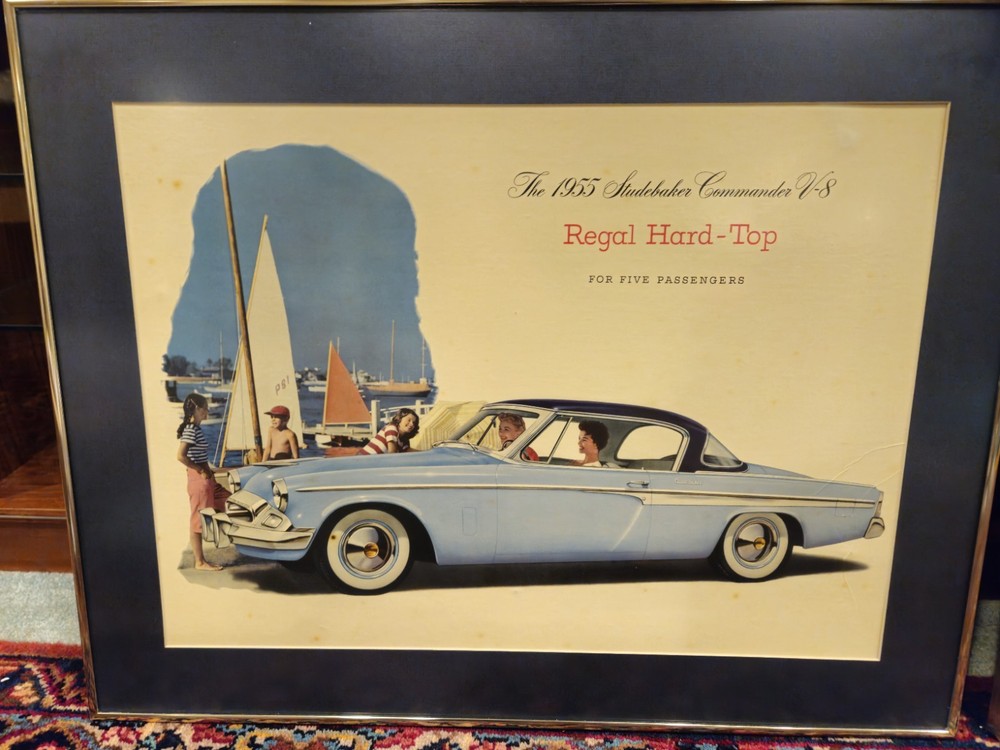 1955 STUDEBAKER ACCESSORY COMMANDER PRESIDENT ORIGINAL SHOWROOM POSTER *2 FRAMED
