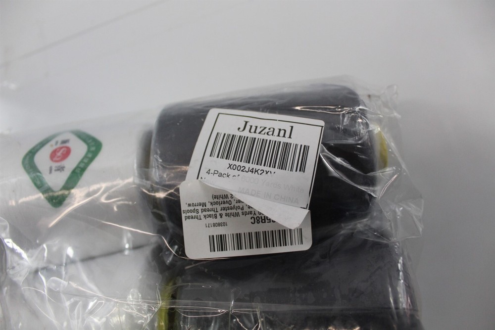 Polyester Sewing Thread 4 Large Spools 2 Black 2 White 1500 Yards Per Spool