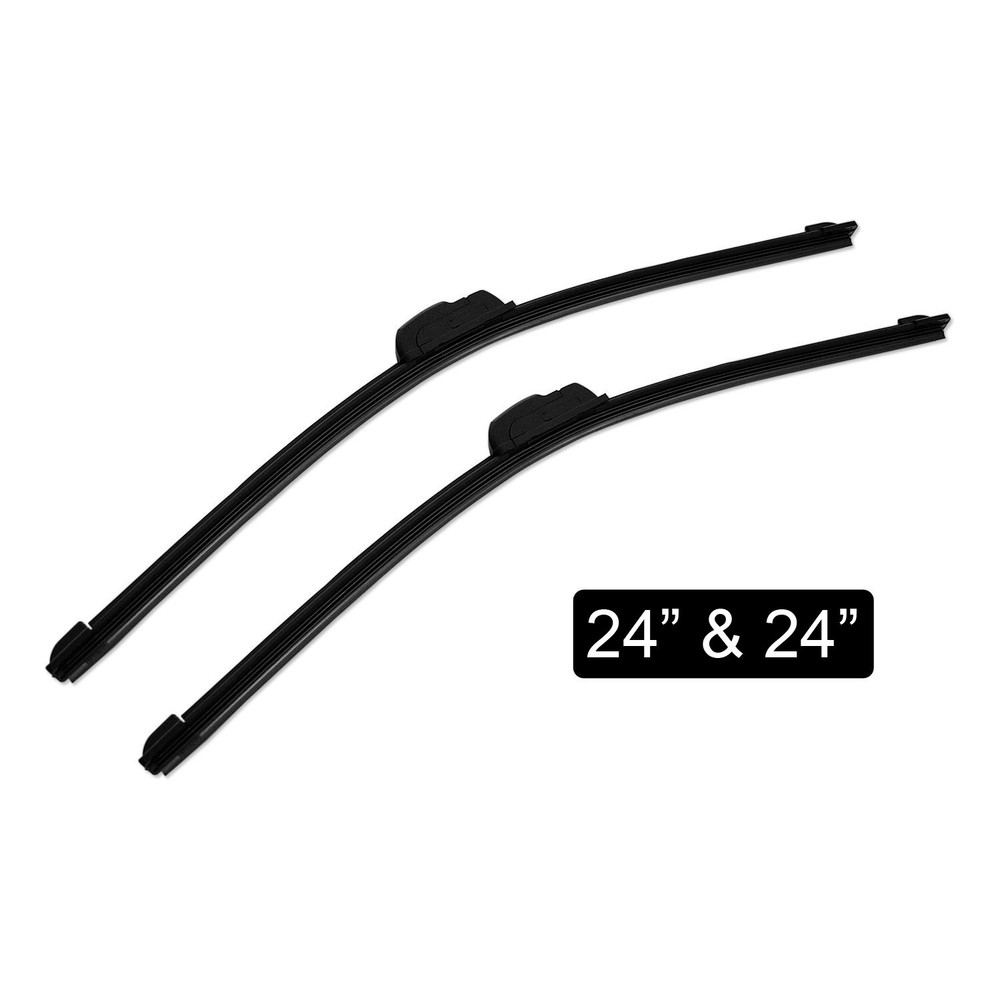 Pair Windshield Wiper Blades J-hook Quality 24" & 24" Inch Bracketless Frameless