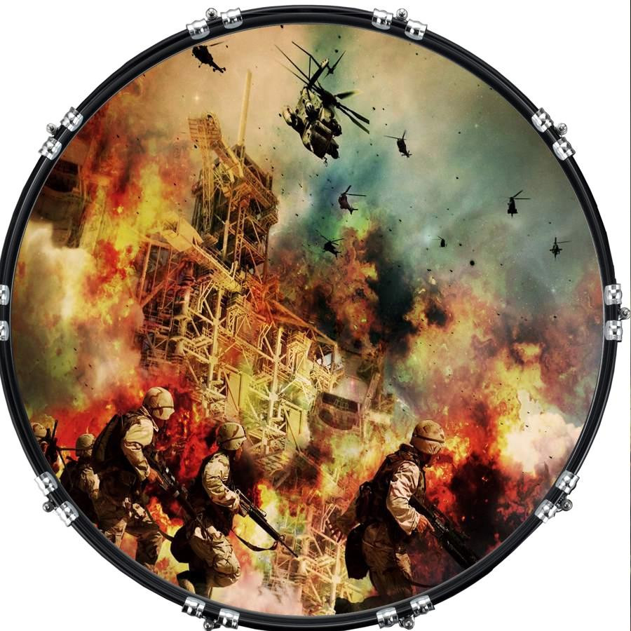 20" Custom Bass Kick Drum Front Head Graphic Graphical War 1