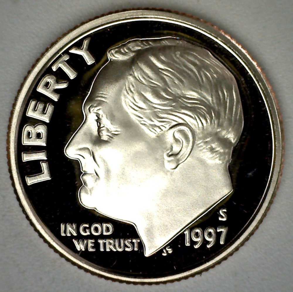 1997 S Proof Roosevelt Dime Ten-Cent Coin Clad 10c