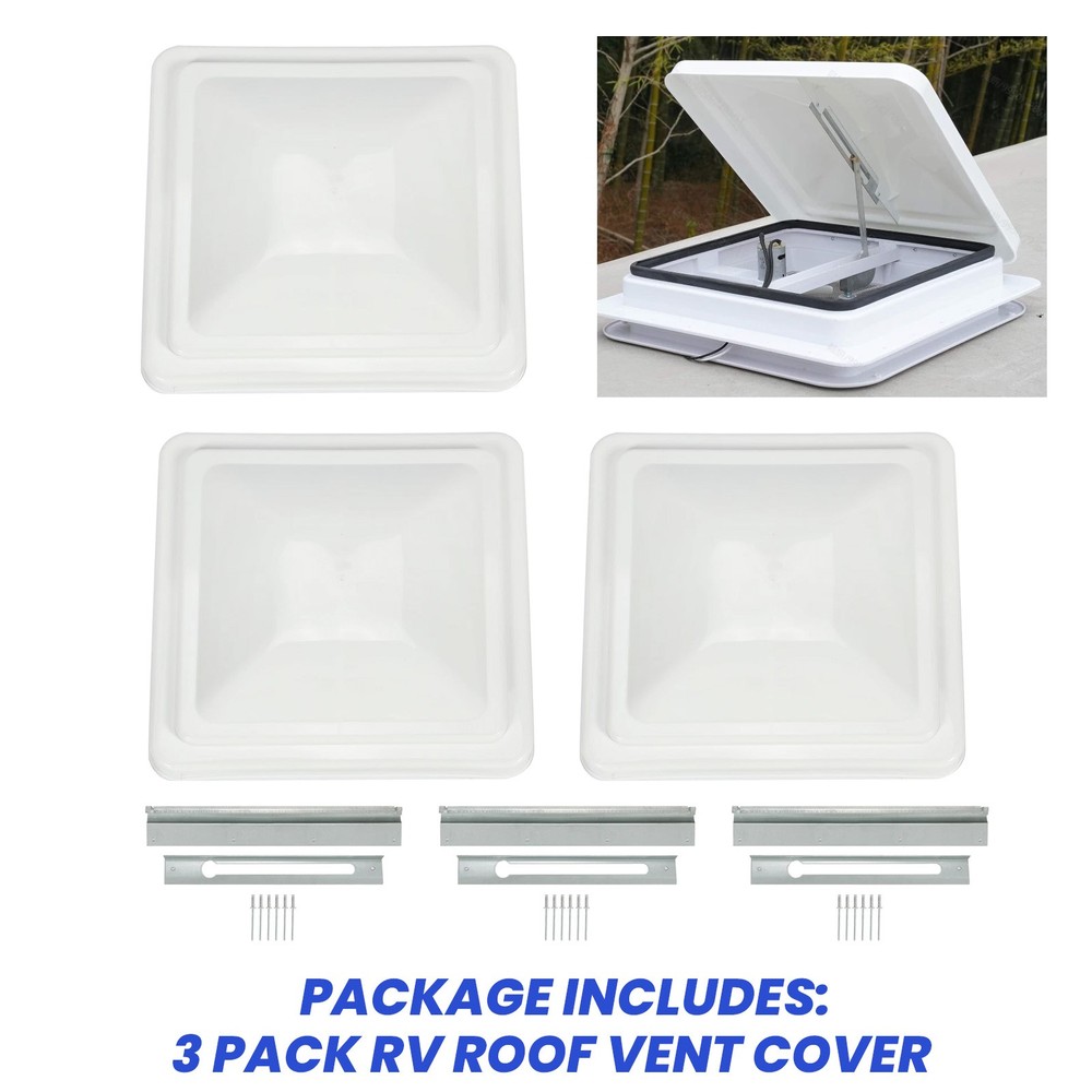 3 Pack White 14" X14" RV Roof Vent Cover Lid For Camper Trailer Air Ventline