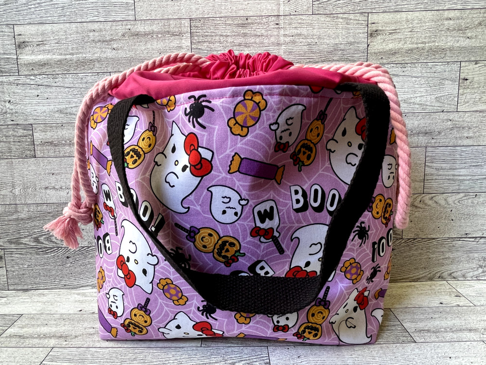 Project Bag Knitting Crochet DrawstringYarn Storage Halloween Ghost Fall Storage