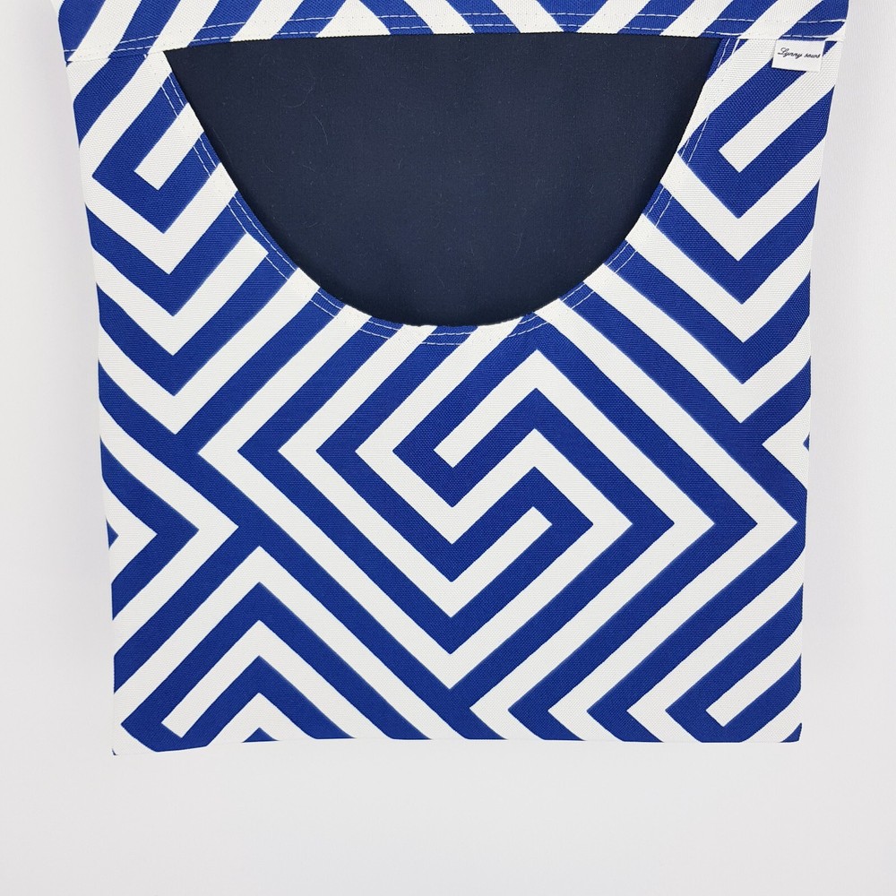 Peg Bag Handmade Navy Blue White Geometric Lined Laundry Clothes Peg Holder