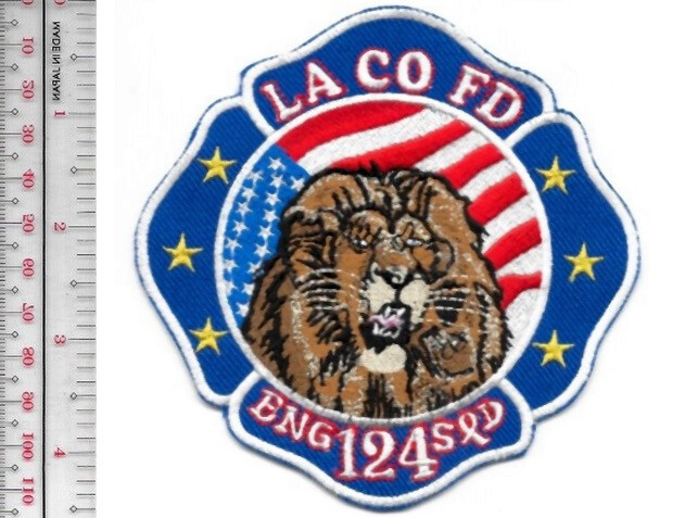 California LA County Fire Department Fire Engine 124 Patch vel hooks