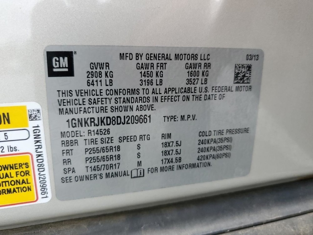 TRAVERSE 2013 Glove Box 4882471
