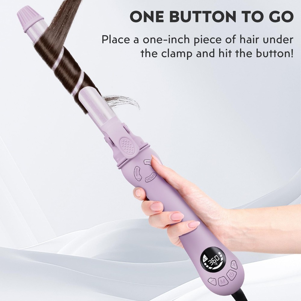 New Version Lanvier Rotating Curling Iron 1 Inch Automatic Curling Wand for Wave