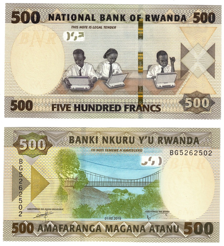 2019 Rwanda 500 Francs P42 Banknote UNC