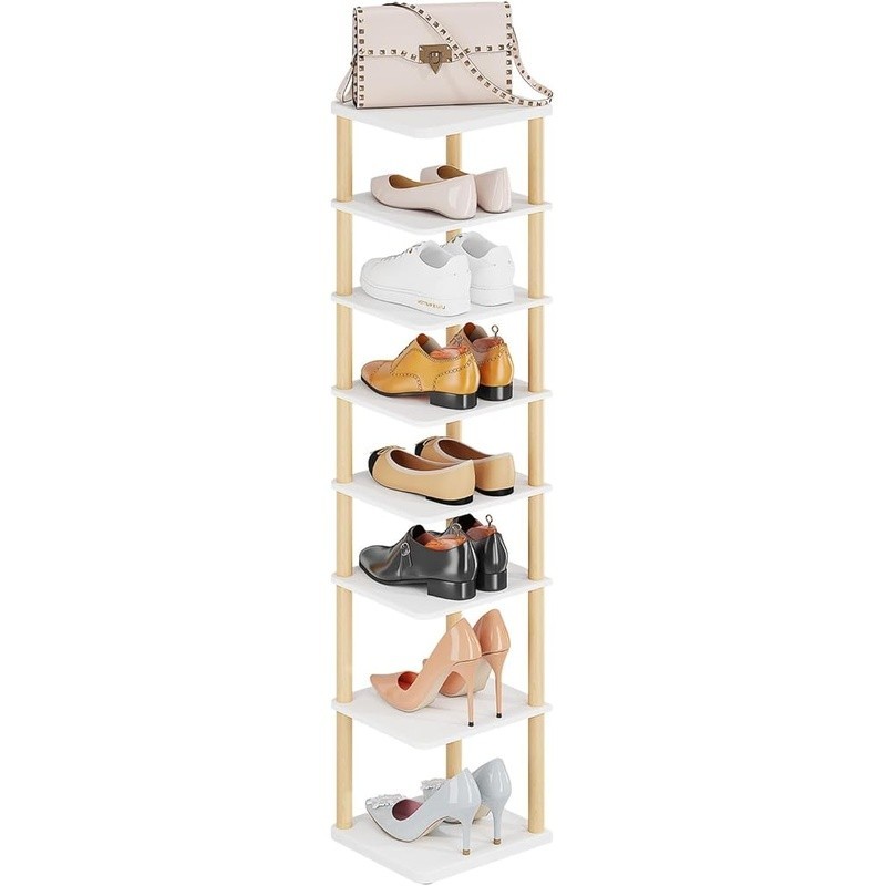 Space Saving Vertical Shoe Rack 8 Tier Adjustable Organizer Tool Free Assembly