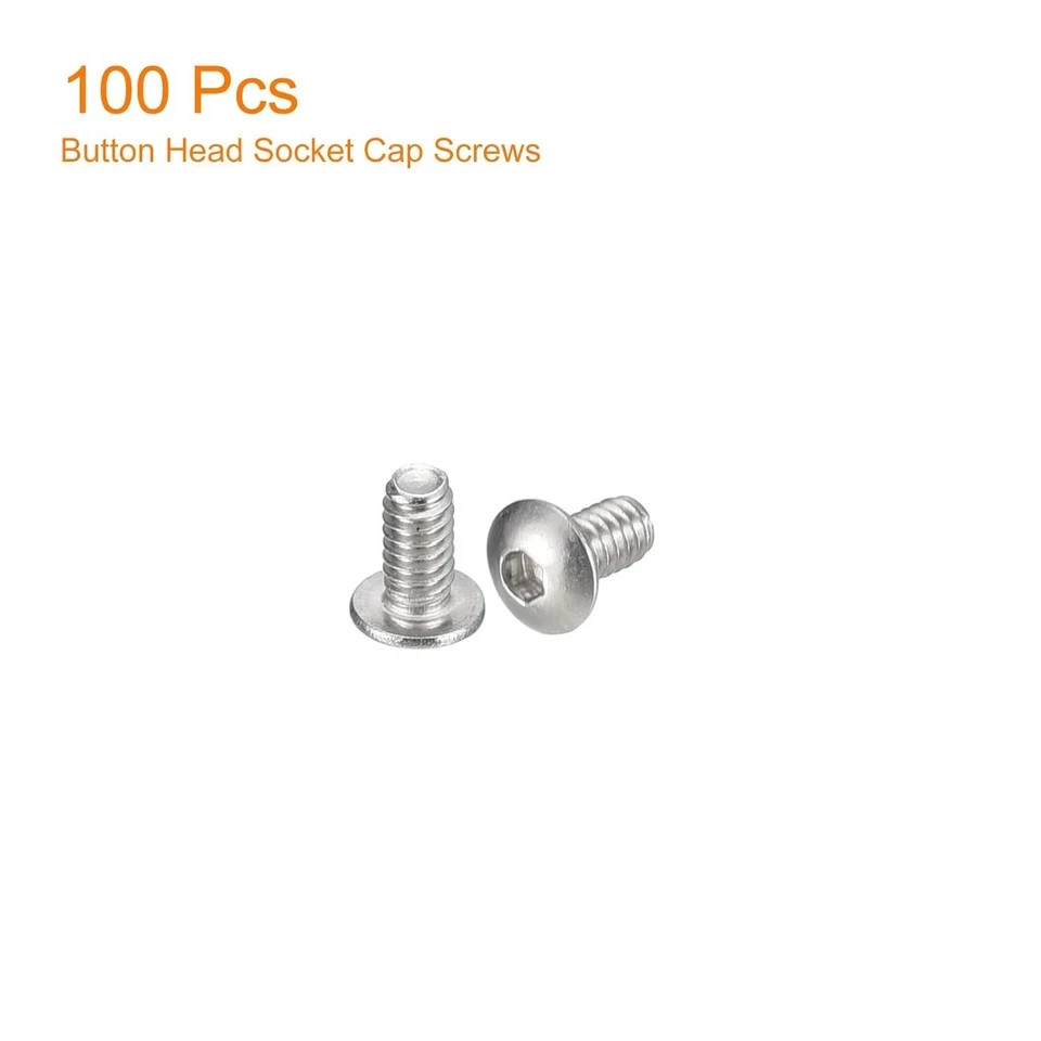 uxcell #2-56x3/16 Button Head Socket Cap Screws, 100pcs 304 #2-56x3/16"