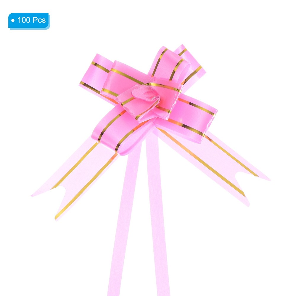 100Pcs 8" Pull Bows Ribbon Gift Wrapping String Decorative Bow Tie Pink