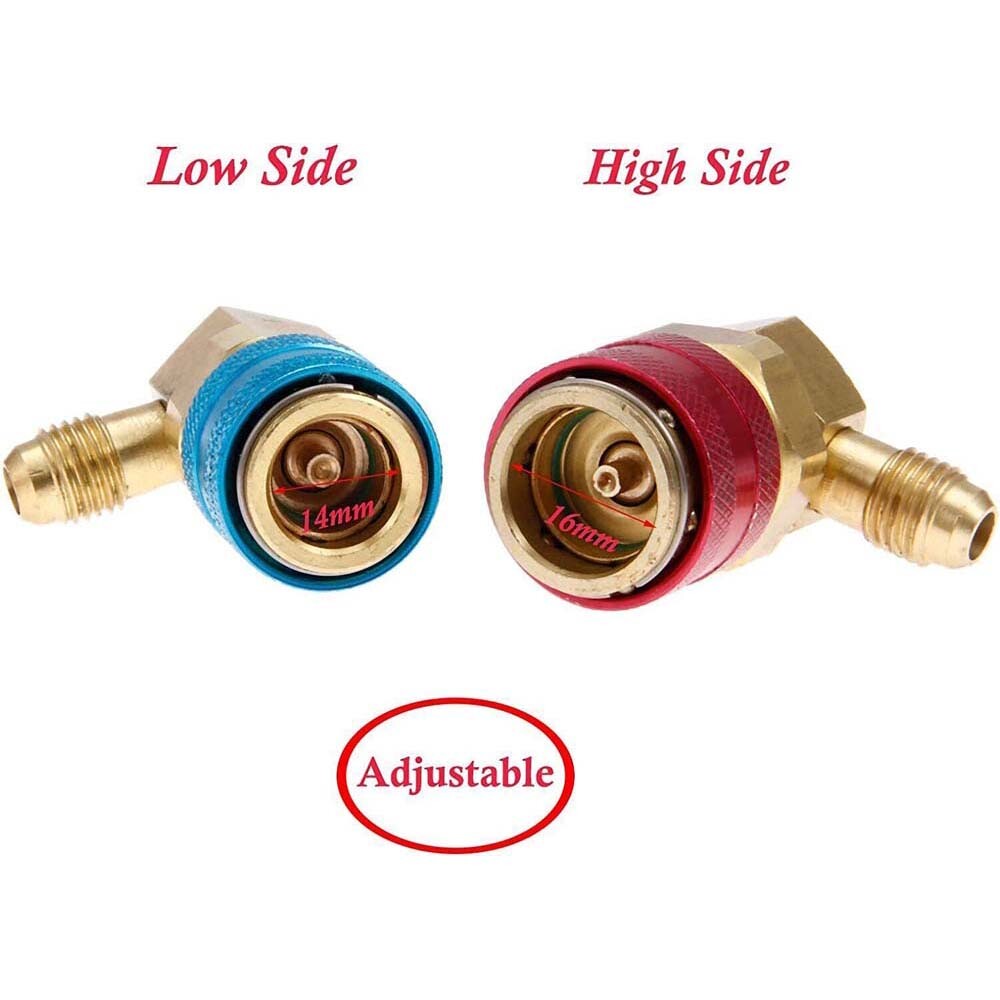 High Low Angle Quick Adapter For Car ACME AC A/C Manifold Gauge Conversion Kit