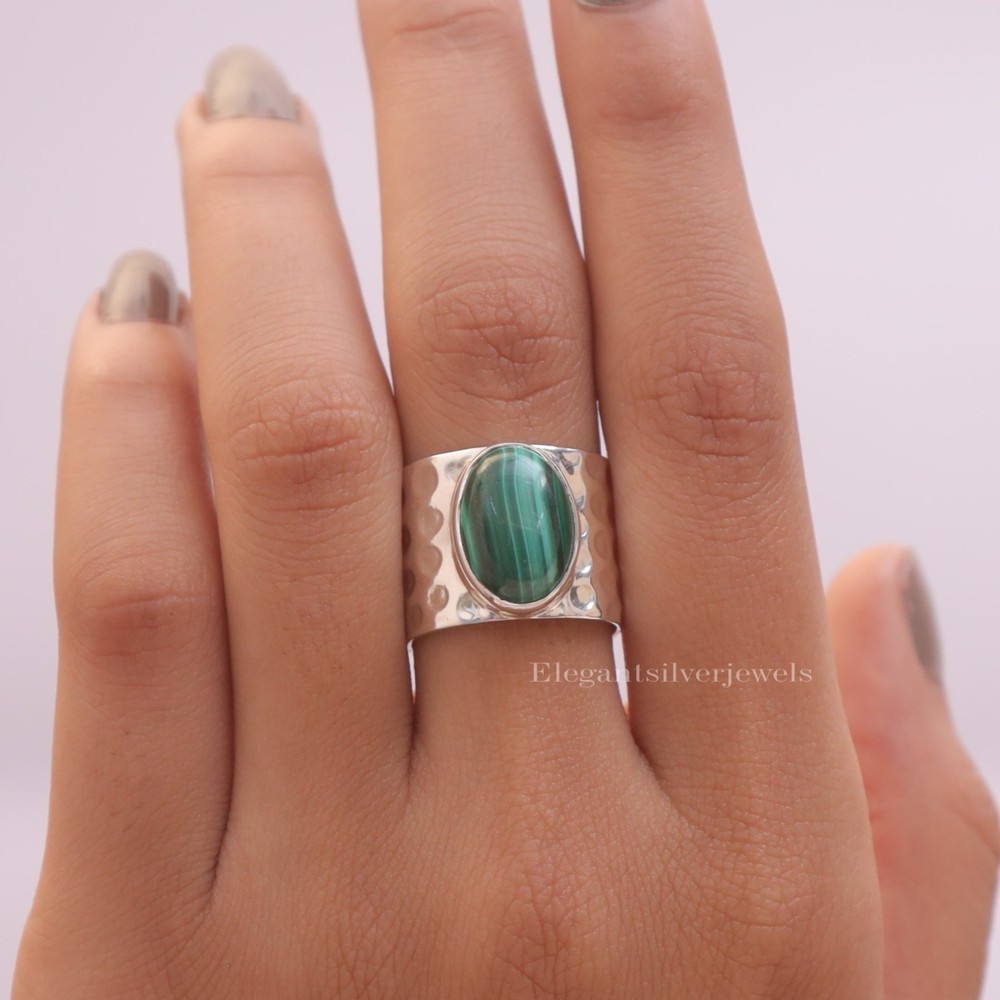 Malachite Ring, 925 Sterling Silver, Statement Ring, Natural Gemstone Jewelry