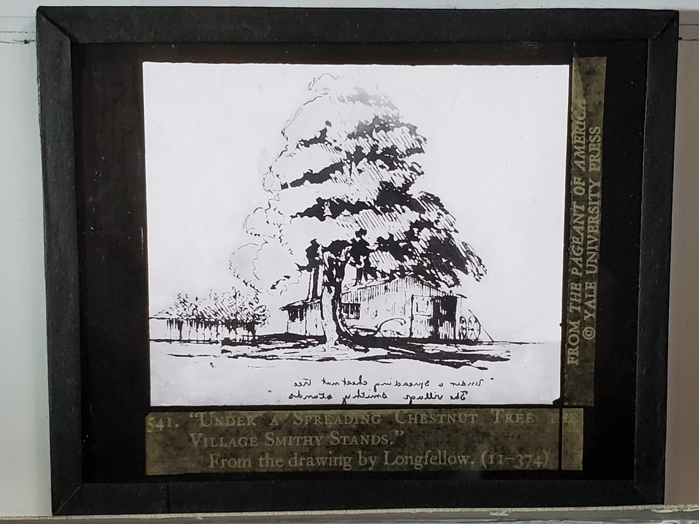 Under A Spreading Chestnut Tree... Longfellow, c1929 Magic Lantern Glass Slide