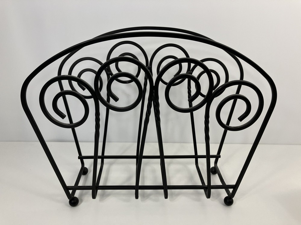 Wrought Iron Black Scroll Magazine Rack Holder