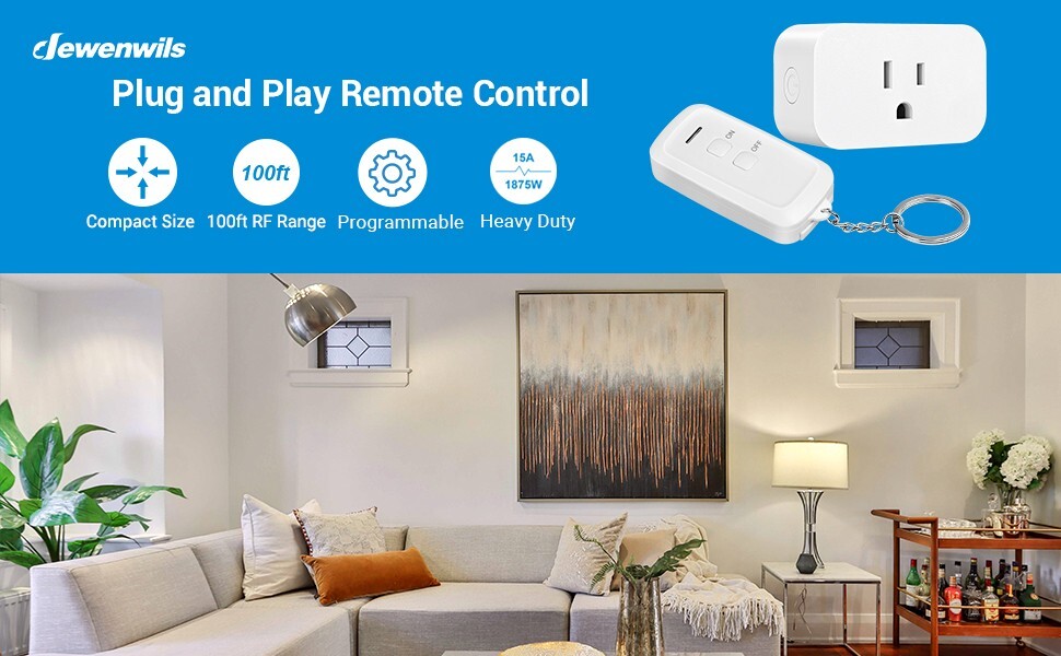 DEWENWILS Plug and Play Remote Control Outlet, IWireless Remote Light Switch