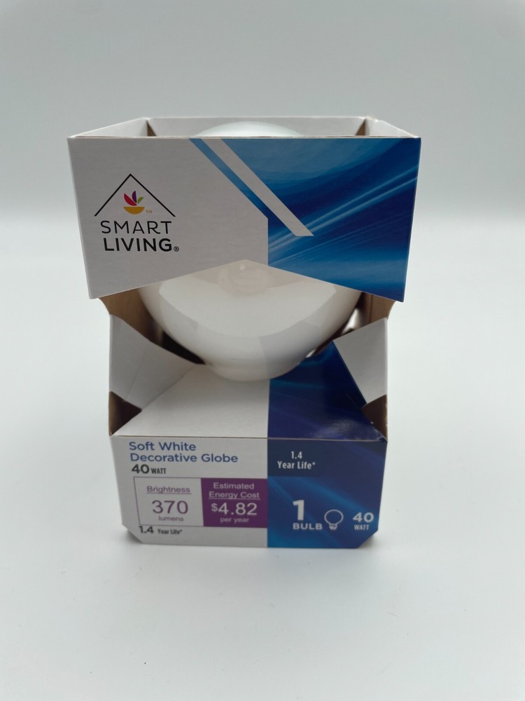 6-Pack Globe Light Bulbs, Smart Living, G25 Soft White 40 Watt