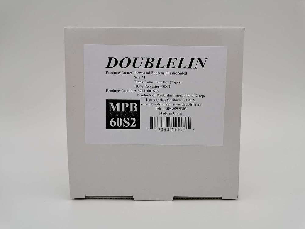 DOUBLELIN Prewound Bobbin, Size M, Style M, Black, 75Pcs per Box, Plastic Sided,