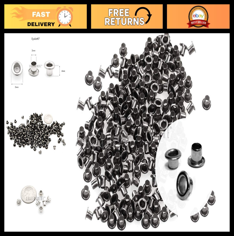 200PCS 2MM Tiny Grommets Eyelets Self-Backing for Beads, Leather, Canvas - Gunme