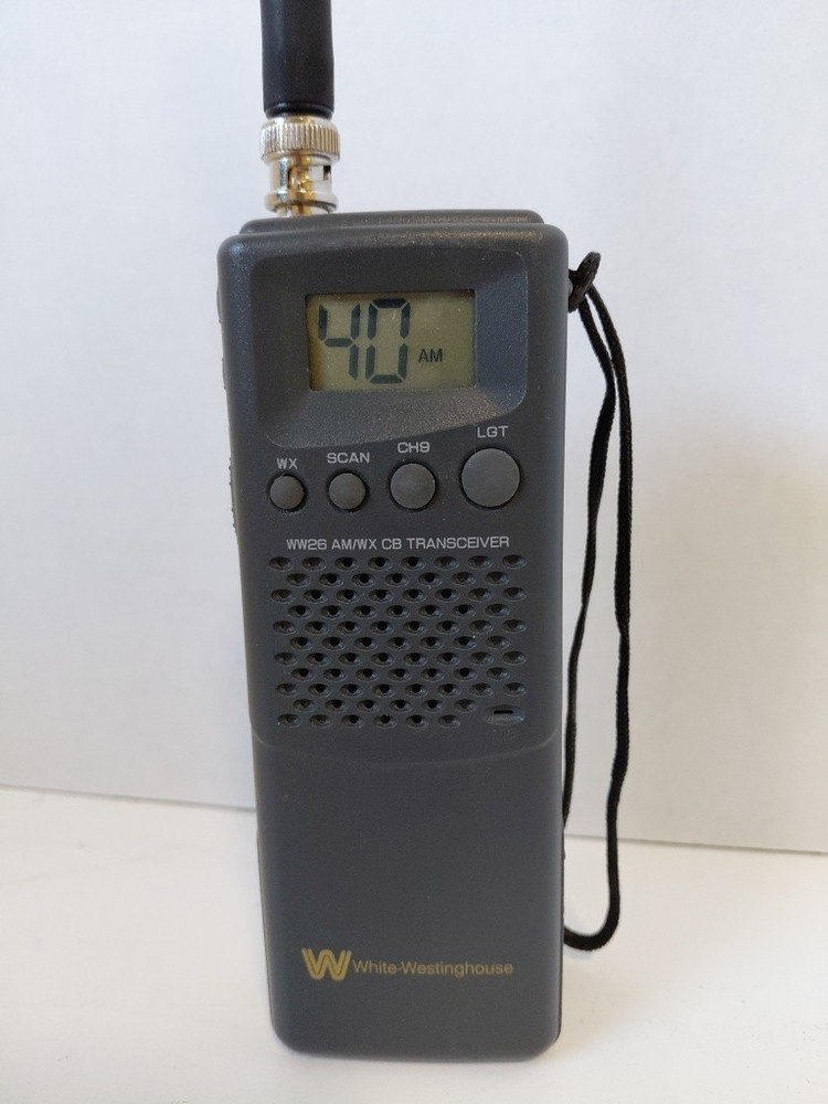 White-Westinghouse WW-26 CB Transceiver Black Backlit LCD 40 Ch Handheld Clean!