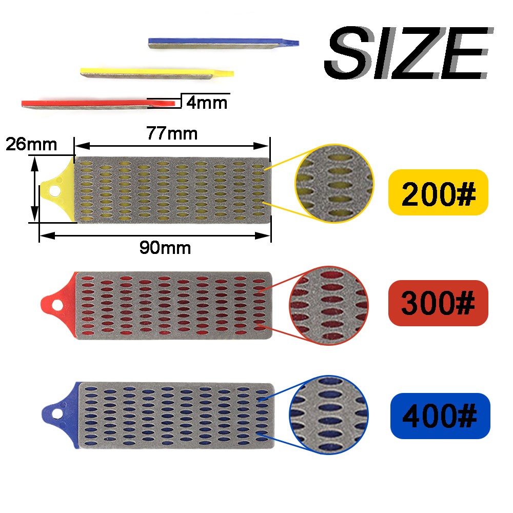 3Pcs Diamond Knife Sharpener Hone Whetstone Stone Sharpening Block Kitchen Tool