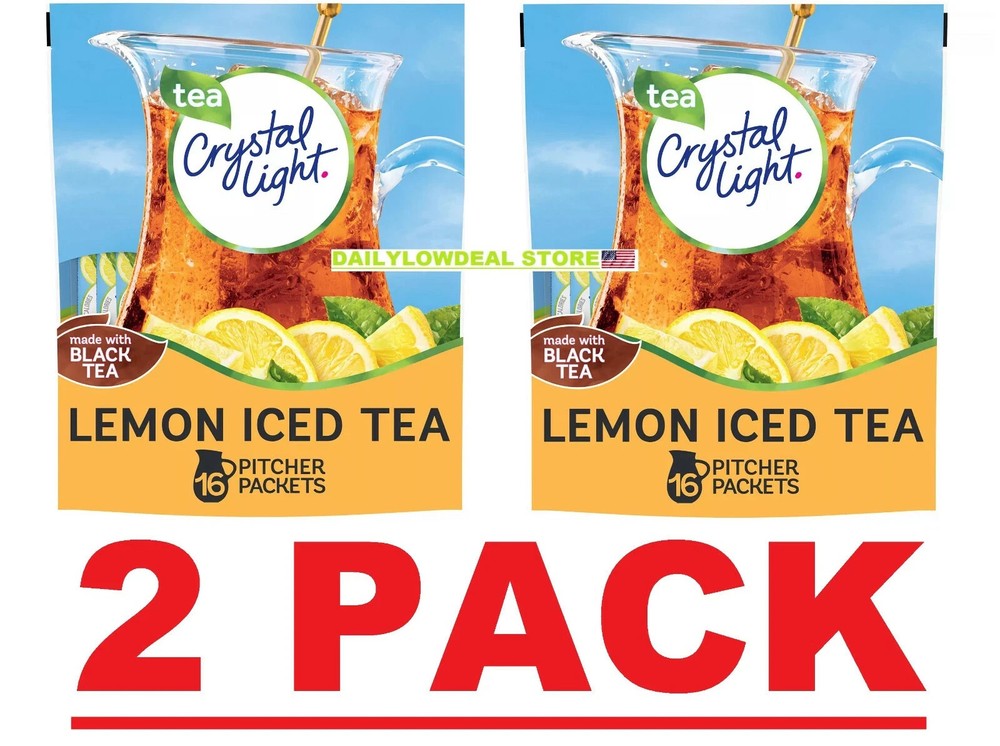 2 PACK - 16ct Crystal Light Lemon Iced Tea Powdered Drink Mix (Total 32 Packets)