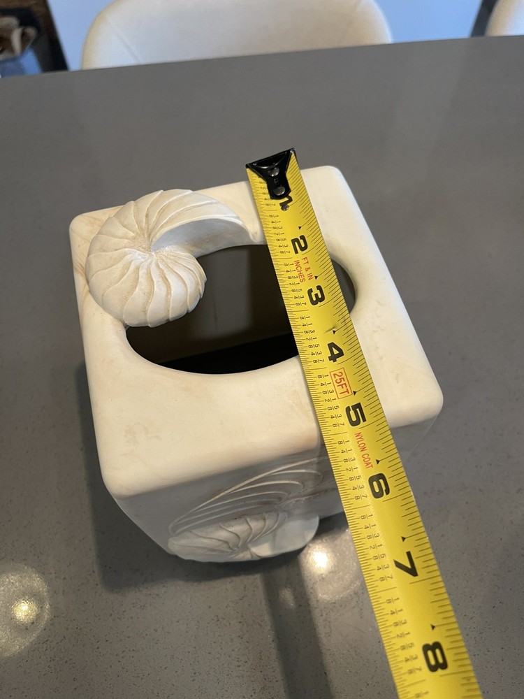 Cream Seashell Bath Tissue Box Cover Holder Quality Ceramic