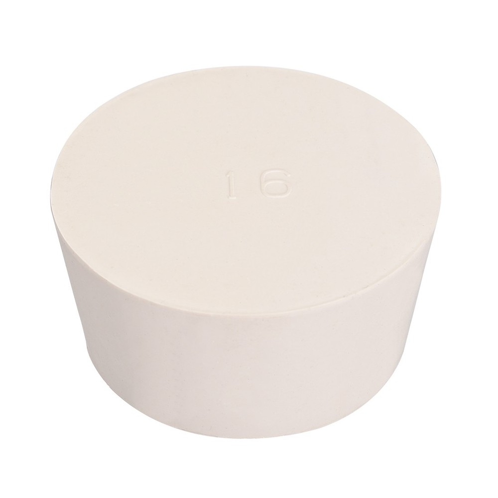 White Tapered Shaped Solid Rubber Stopper for Lab Tube Stopper Size 16