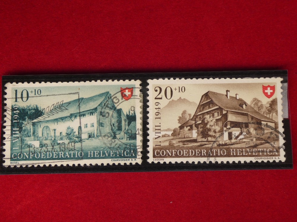 SWITZERLAND-1949   Two Pro Patria Stamps     *Basel & Luzern*