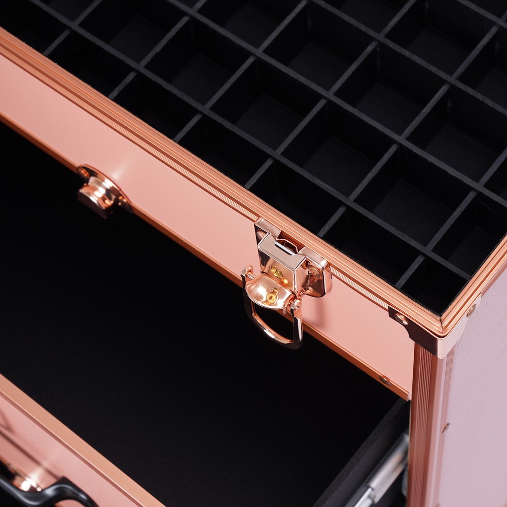 Aluminum Cosmetic Trolley Makeup Storage Organizer Rolling Makeup Storage Case