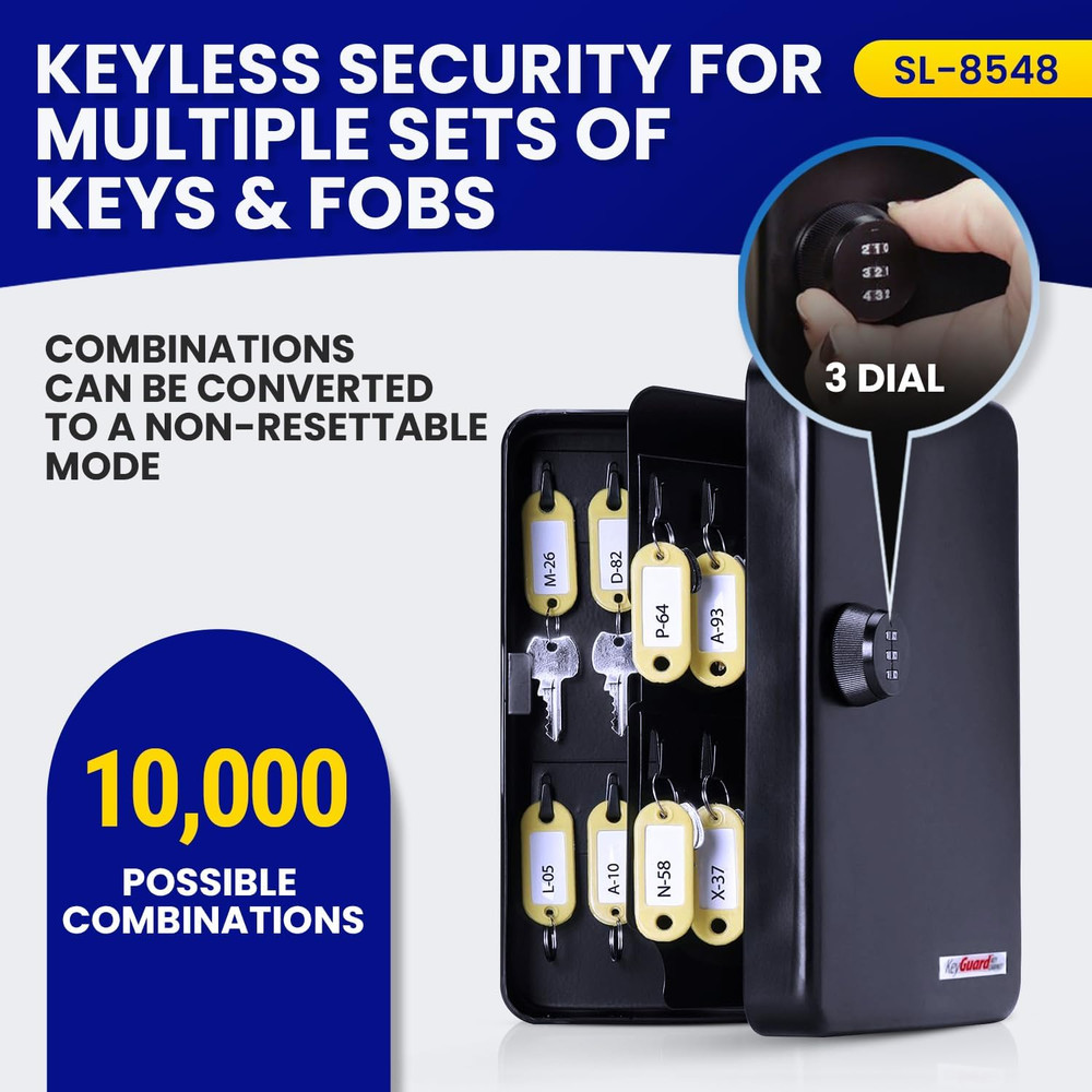 SL-8548 Combination Key Cabinet, 48 Hook, Black Finish