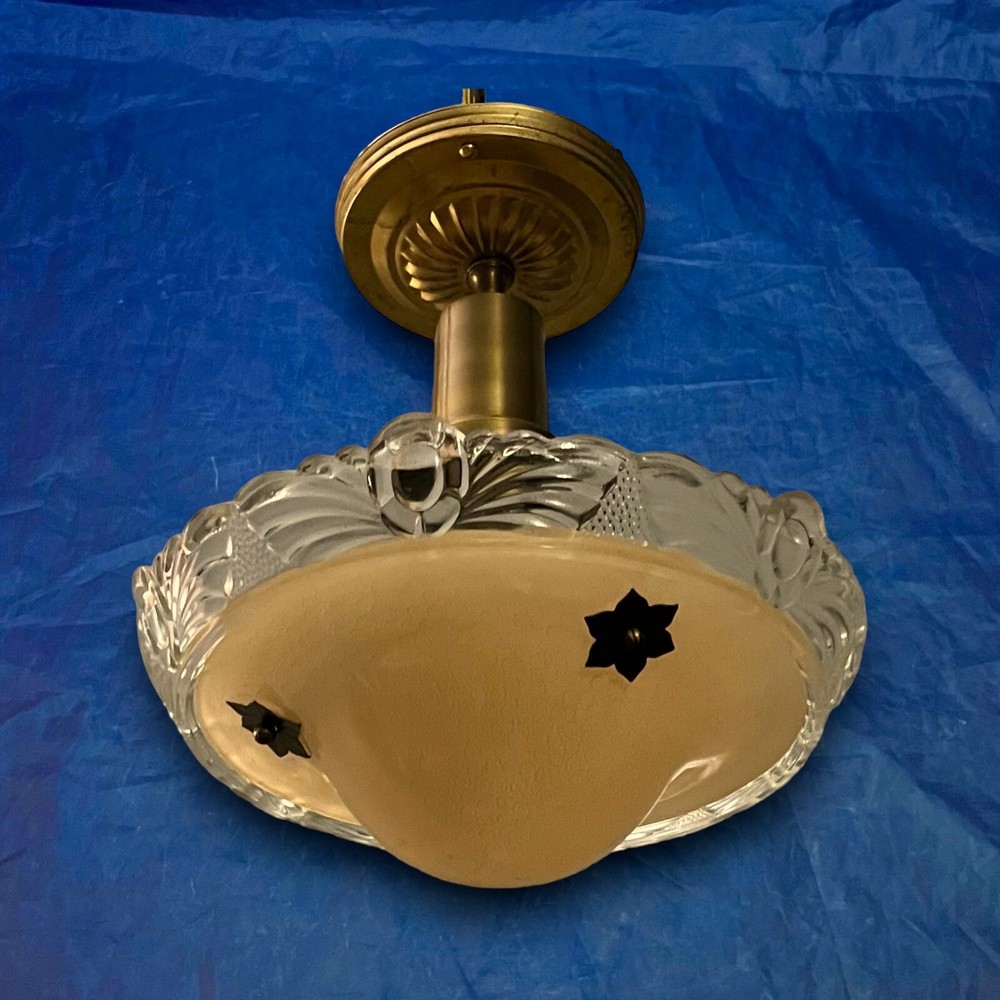 Single Glass Three Chain Fixture Shade Great! 17C